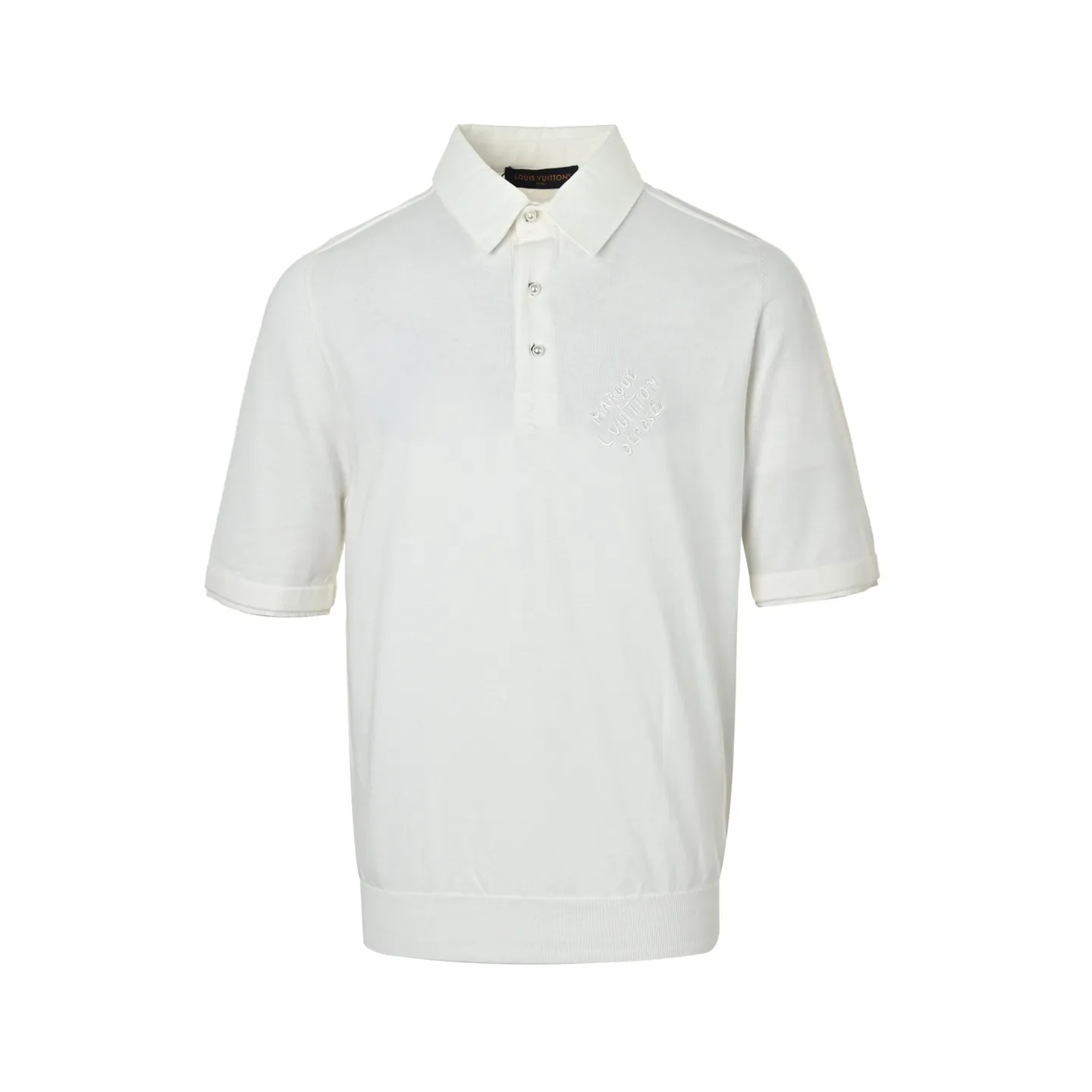 Louis Vuitton/Louis Vuitton white collar button knitted Polo short sleeves